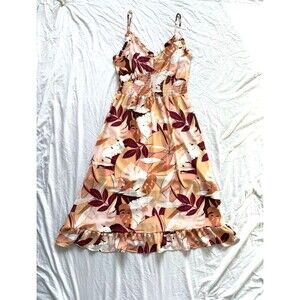 Sienna Sky Floral Smocked Sundress Junior Medium Lined Spaghetti Straps Boho